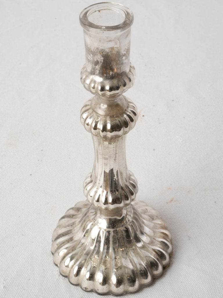 Late 19th-Century French Silvered-Glass Candlestick - 9½"