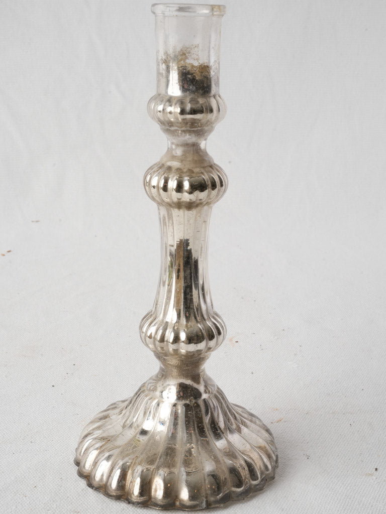 Late 19th-Century French Silvered-Glass Candlestick - 9½"