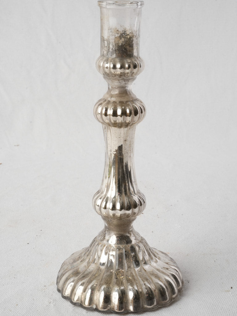 Late 19th-Century French Silvered-Glass Candlestick - 9½"