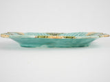 Vintage Majolica platter w/ turquoise glaze 13"