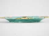 Vintage Majolica platter w/ turquoise glaze 13"
