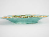 Vintage Majolica platter w/ turquoise glaze 13"