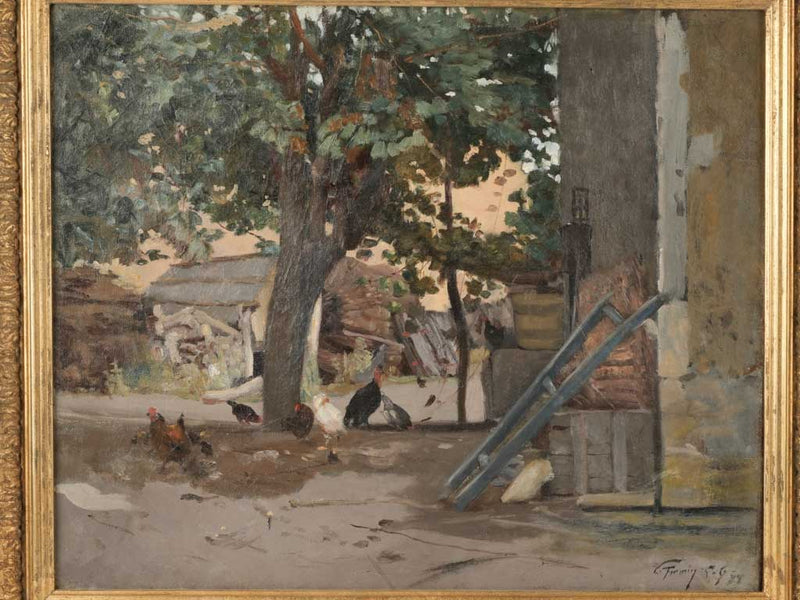 Verdant summer courtyard landscape painting