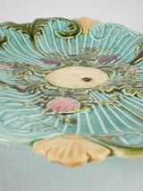 Vintage Majolica platter w/ turquoise glaze 13"