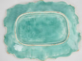 Vintage Majolica platter w/ turquoise glaze 13"
