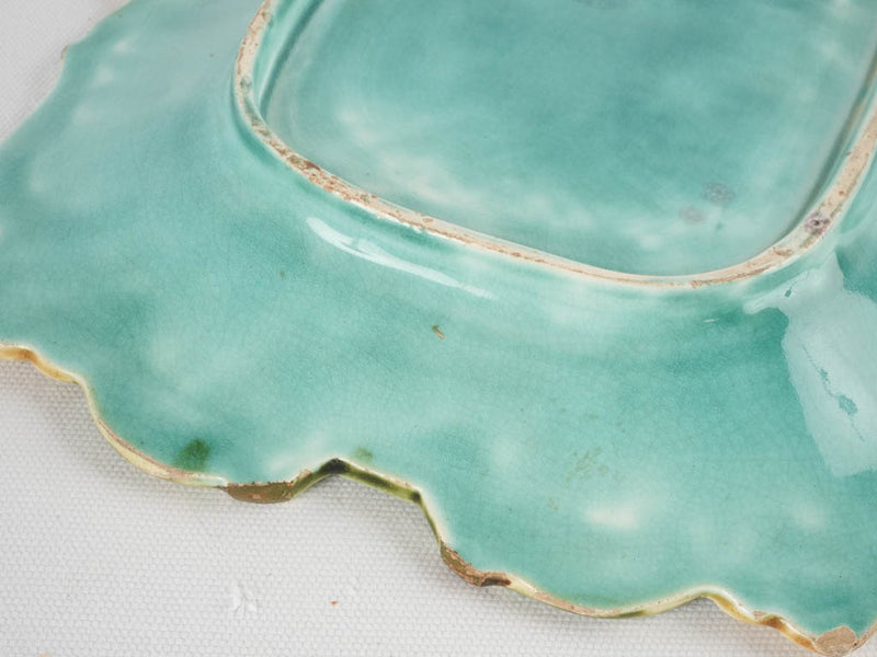 Aged Majolica platter with yellow peach