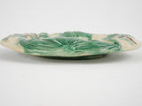 Antique majolica oval platter w/ woven basket rendering 13"