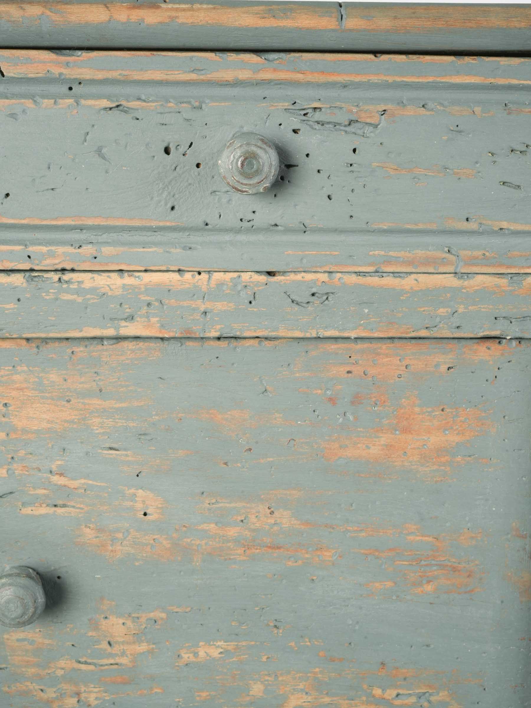 French Country Bedside Cabinet w/ Distressed Blue Finish - 26½" x 14¼"