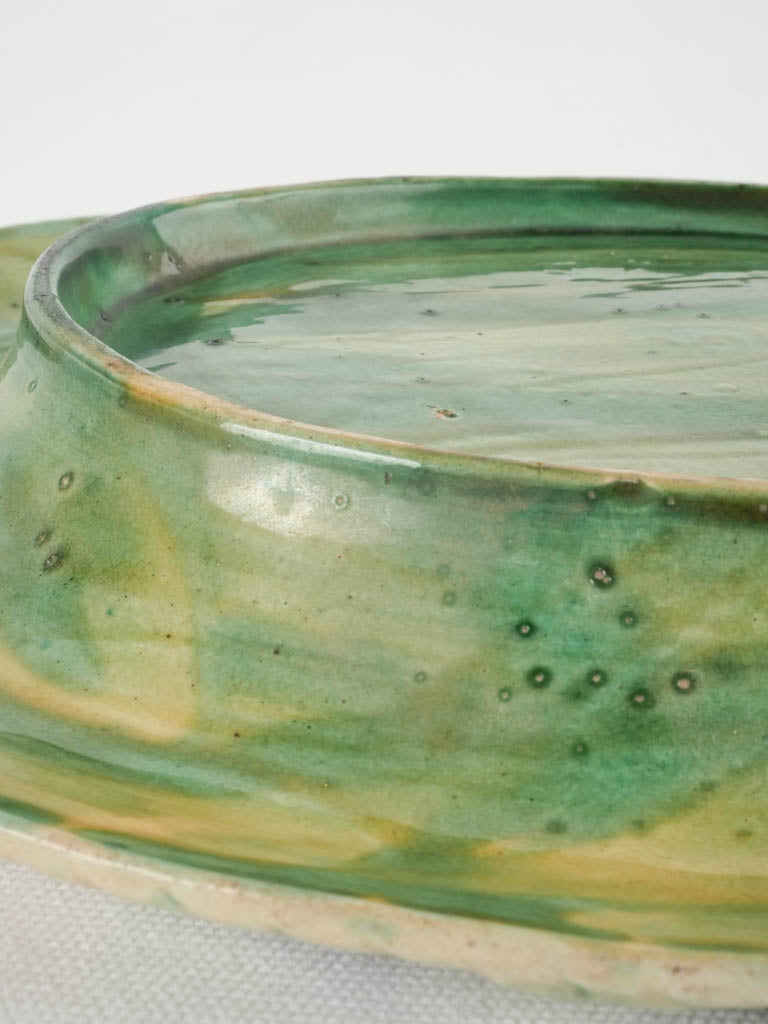 Antique majolica oval platter w/ woven basket rendering 13"