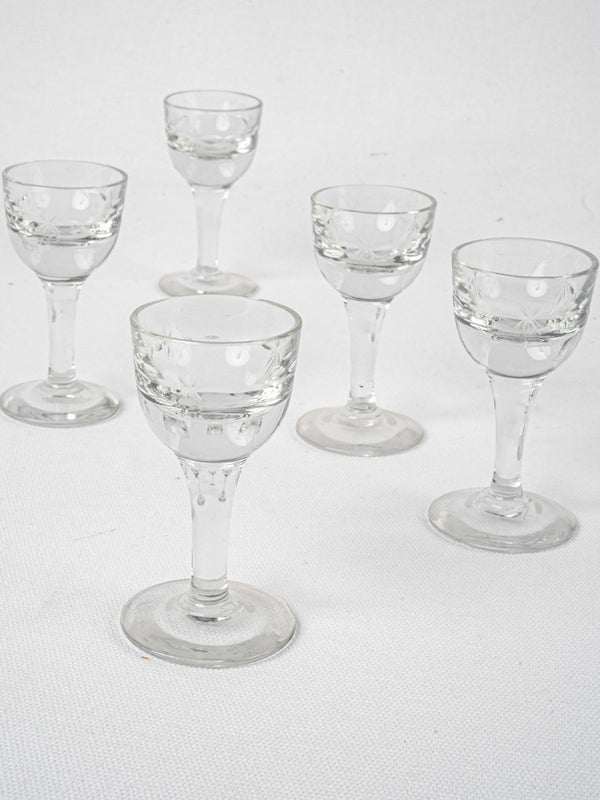 Six antique French wine glasses with gold rim – Chez Pluie