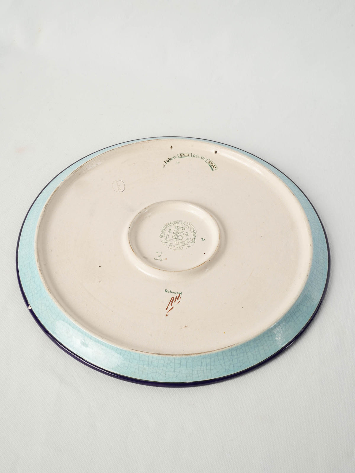 Large Art Deco "Émaux de Longwy" Decorative Dish w/ Japanese Cranes - 14¼"