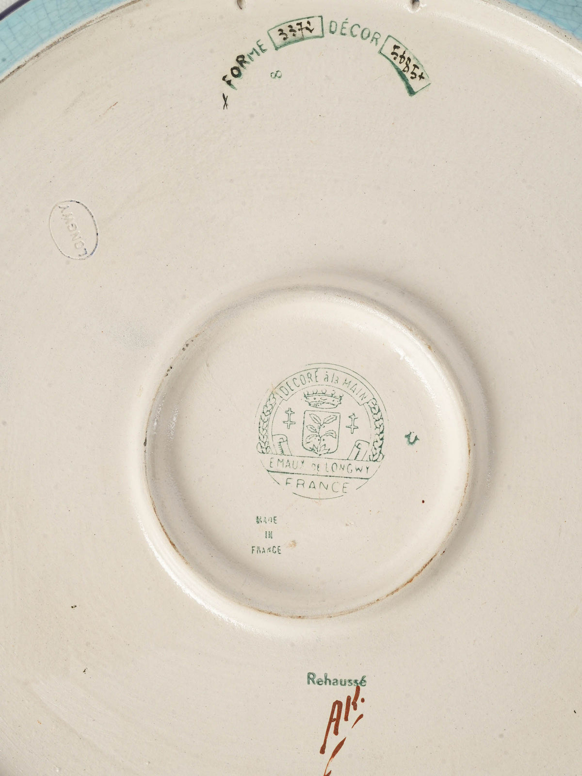 Large Art Deco "Émaux de Longwy" Decorative Dish w/ Japanese Cranes - 14¼"