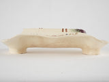 Antique barbotine asparagus cradle w/ flowers 15"