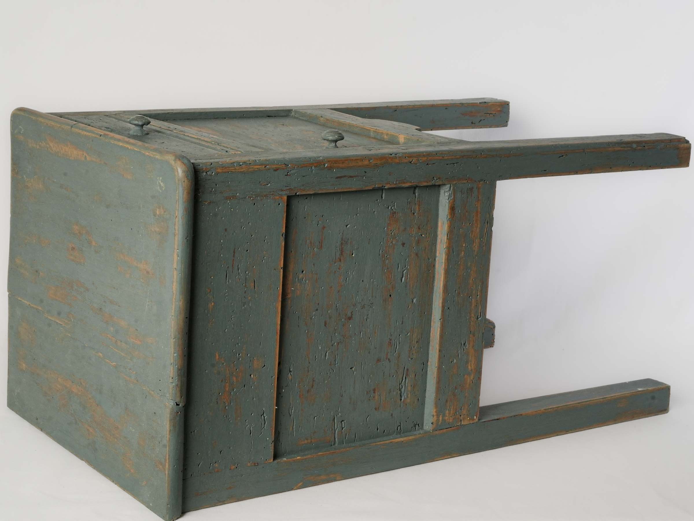 French Country Bedside Cabinet w/ Distressed Blue Finish - 26½" x 14¼"