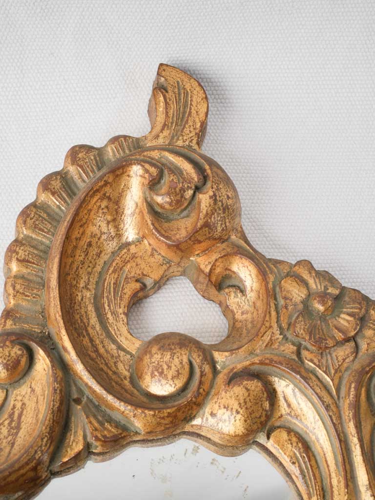 Pair of Petite Mid-20th-Century Rococo Giltwood Mirrors - 13¾" x 8¼"