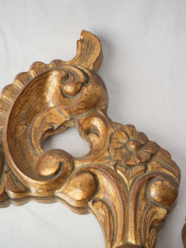 Pair of Petite Mid-20th-Century Rococo Giltwood Mirrors - 13¾" x 8¼"