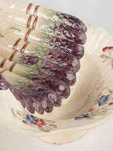 Antique barbotine asparagus cradle w/ flowers 15"