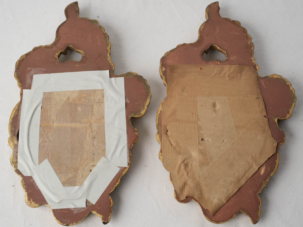 Pair of Petite Mid-20th-Century Rococo Giltwood Mirrors - 13¾" x 8¼"