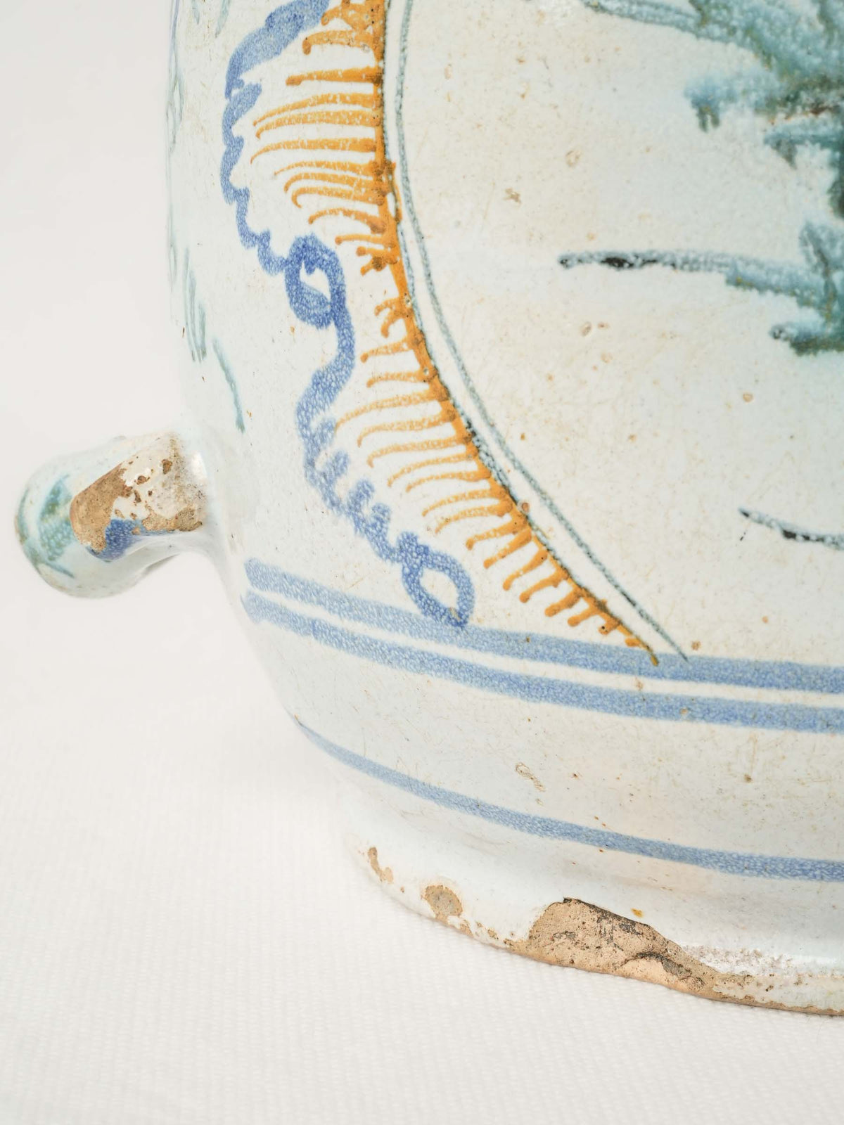 18th-Century French Faience Pilgrim Flask with Saint Bartholomew Decoration - 11¾"