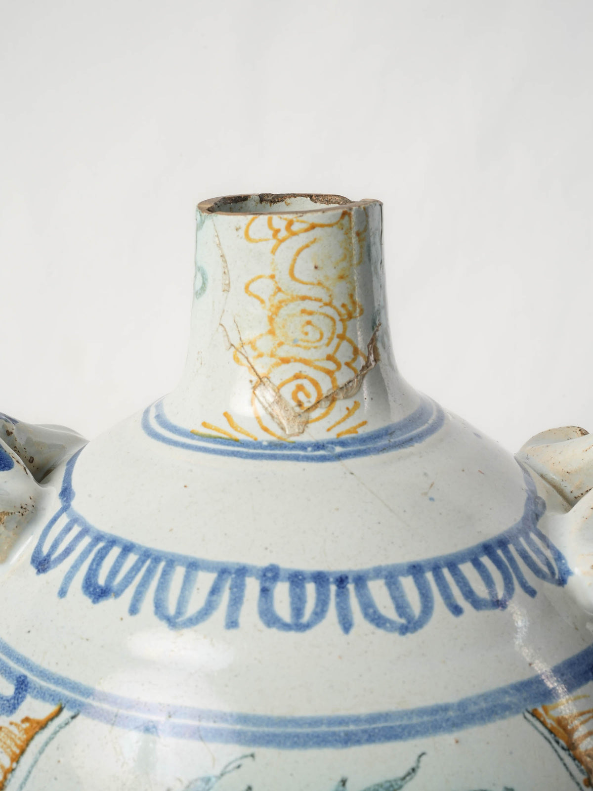 18th-Century French Faience Pilgrim Flask with Saint Bartholomew Decoration - 11¾"