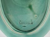 Turqoise asparagus & artichoke Luneville Majolica sauce boat - late 19th century 10¾"
