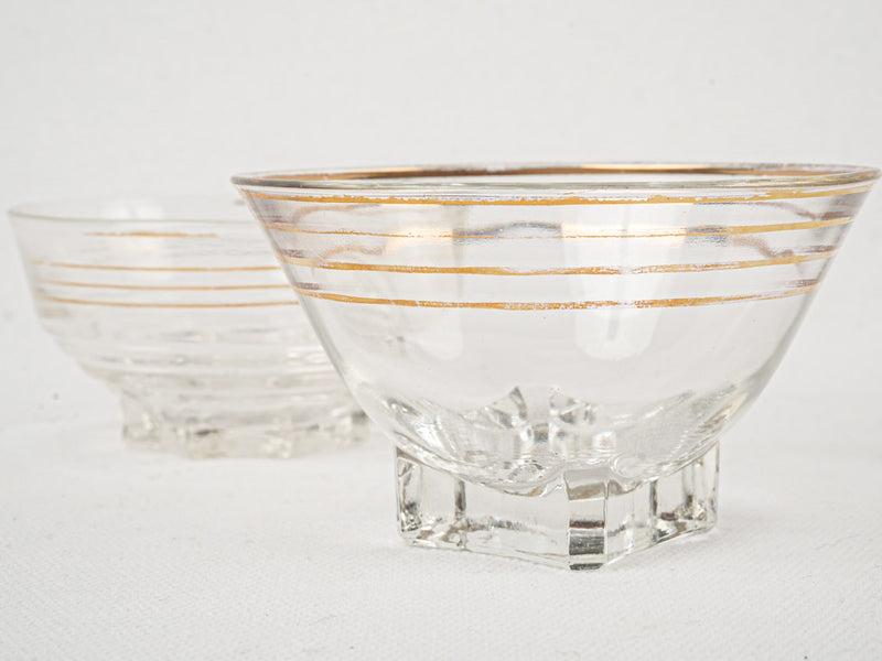 Delicate retro gold-accented glassware