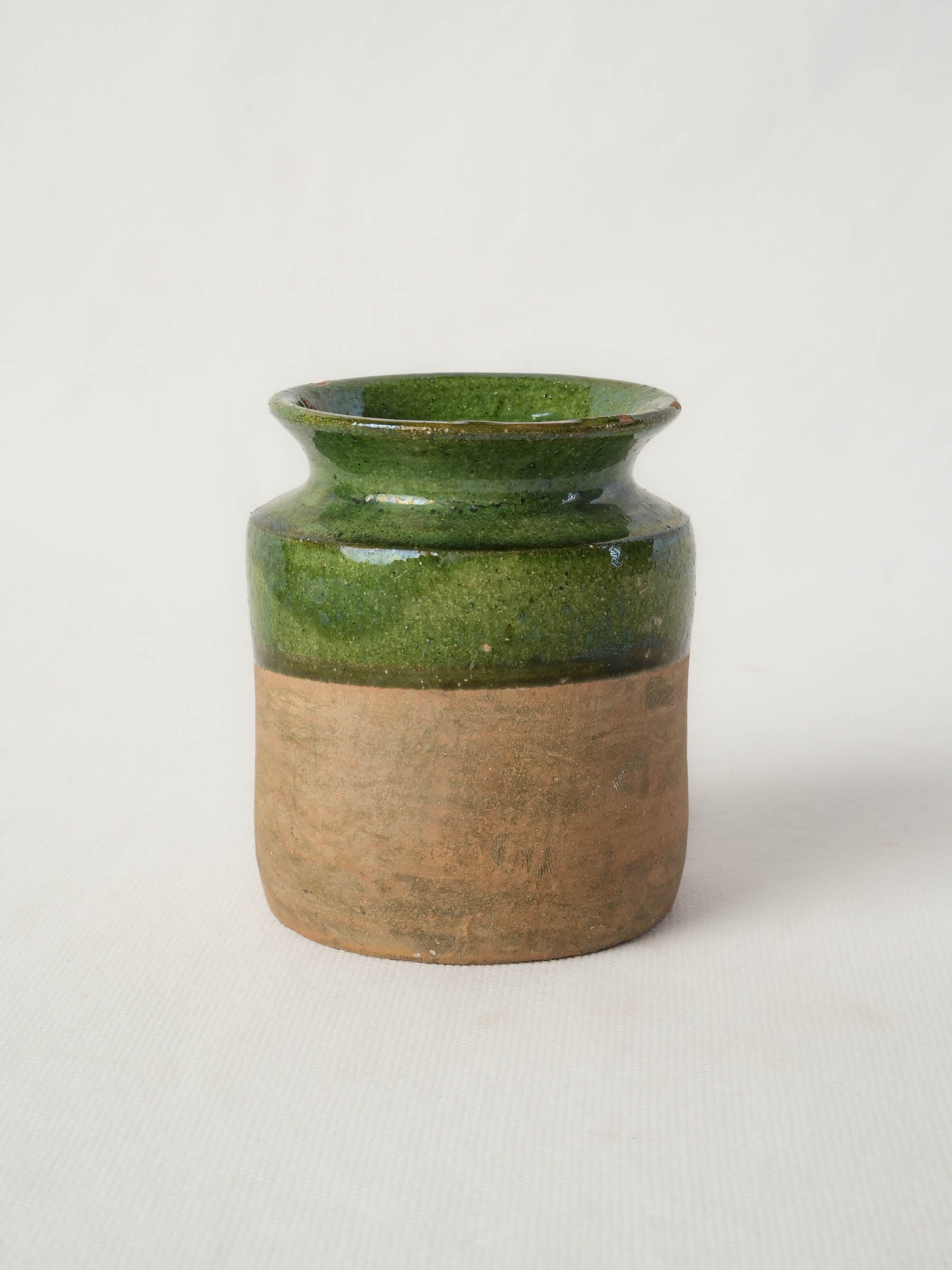 Petite French Green-Glazed Earthenware Kitchen Pot, Mid-20th Century - 4¼"