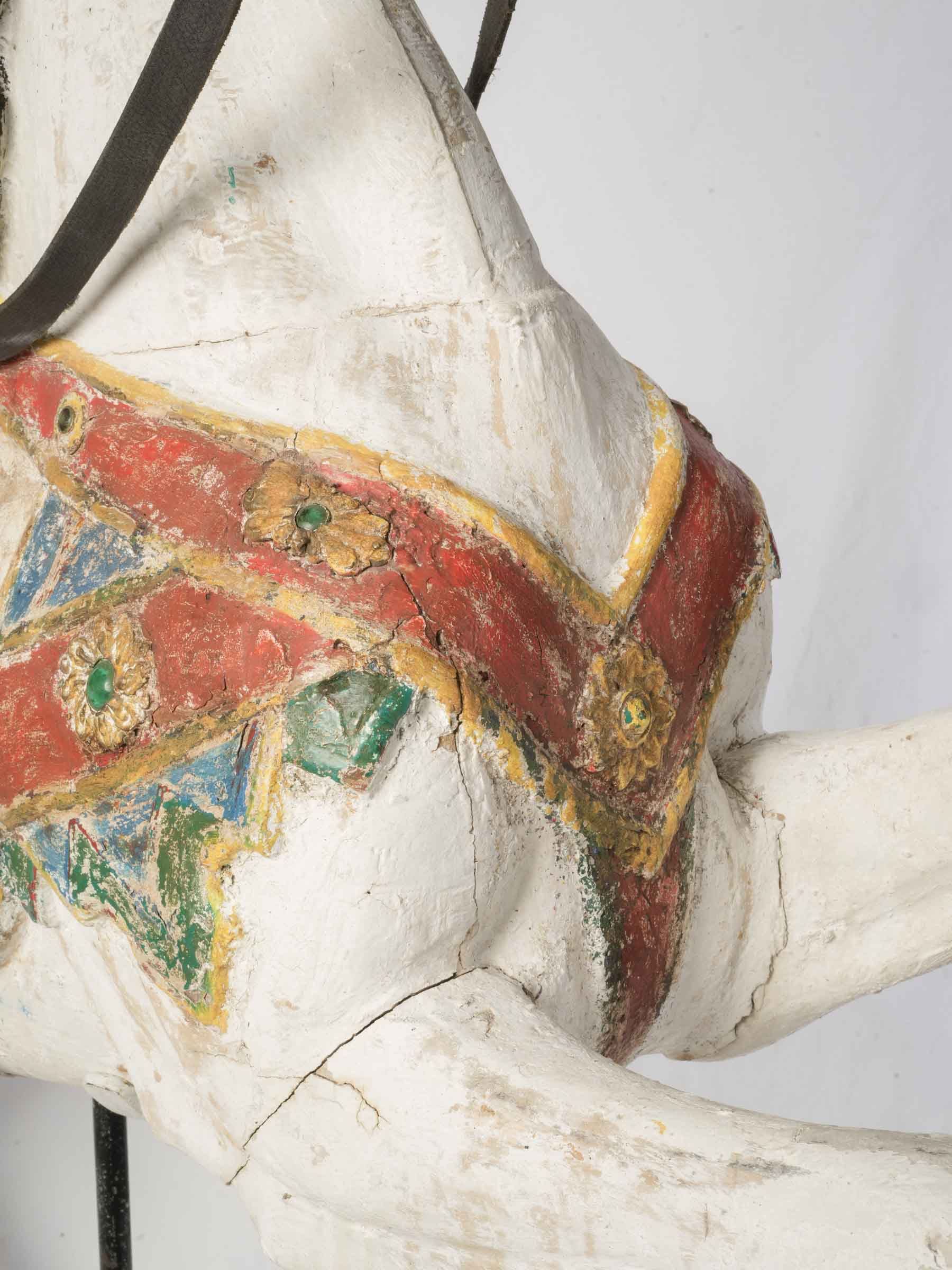 Striking Carved and Painted Bayol Carousel Horse c. 1900 - 55" x 56¼"