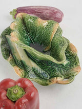 Cabbage leaf & asparagus majolica sauce boat 11¾"
