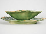 Cabbage leaf & asparagus majolica sauce boat 11¾"