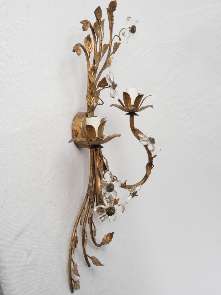 French midcentury crystal wall light  