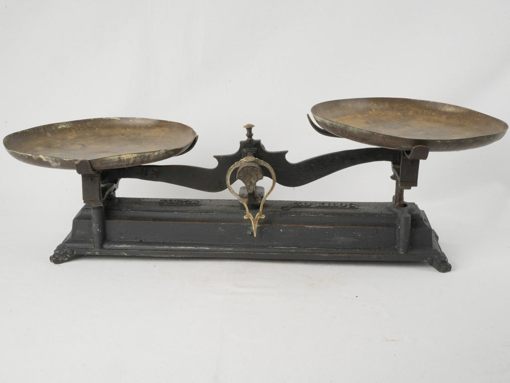 Classic brass-accented balance scale