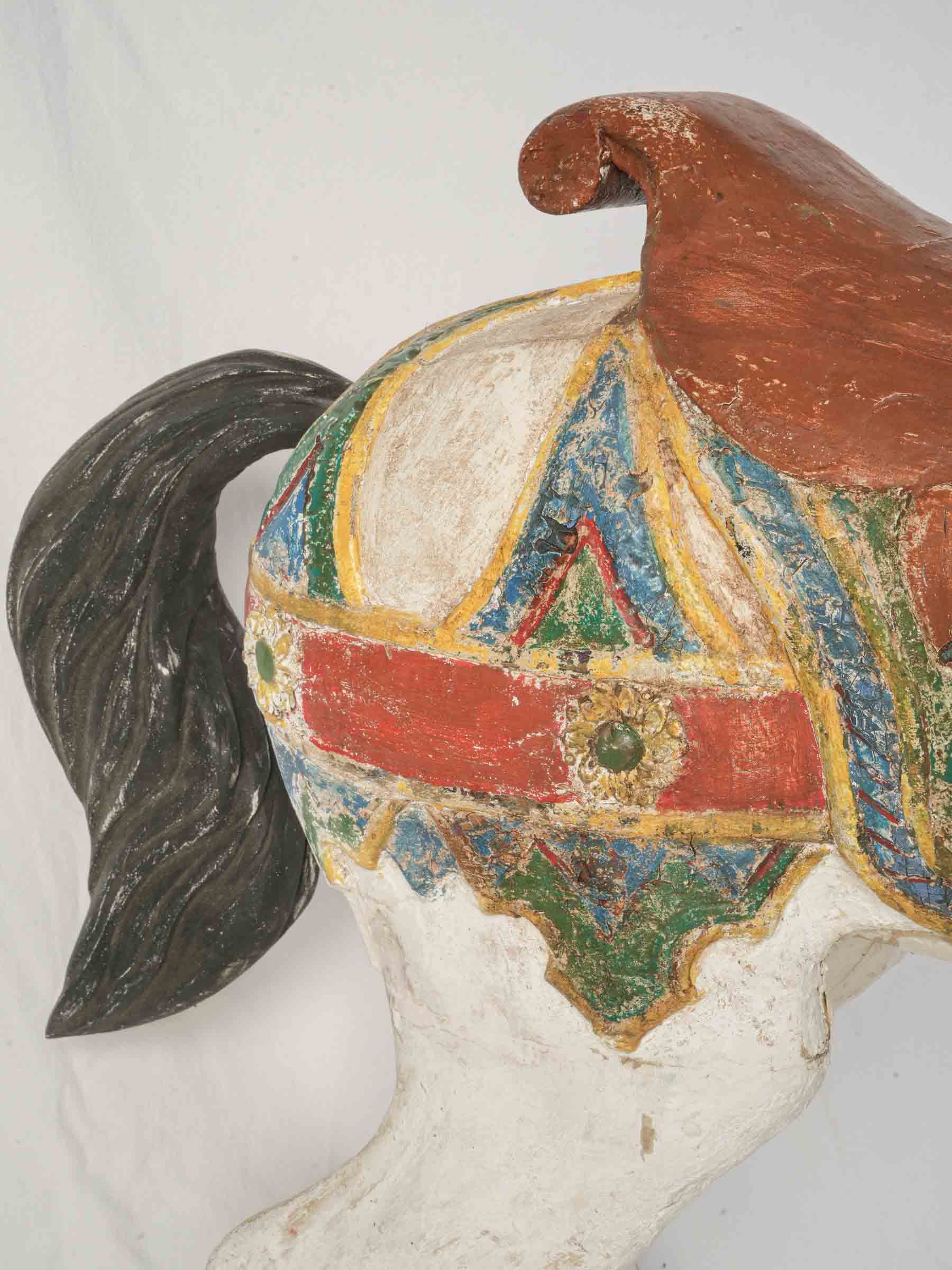 Striking Carved and Painted Bayol Carousel Horse c. 1900 - 55" x 56¼"