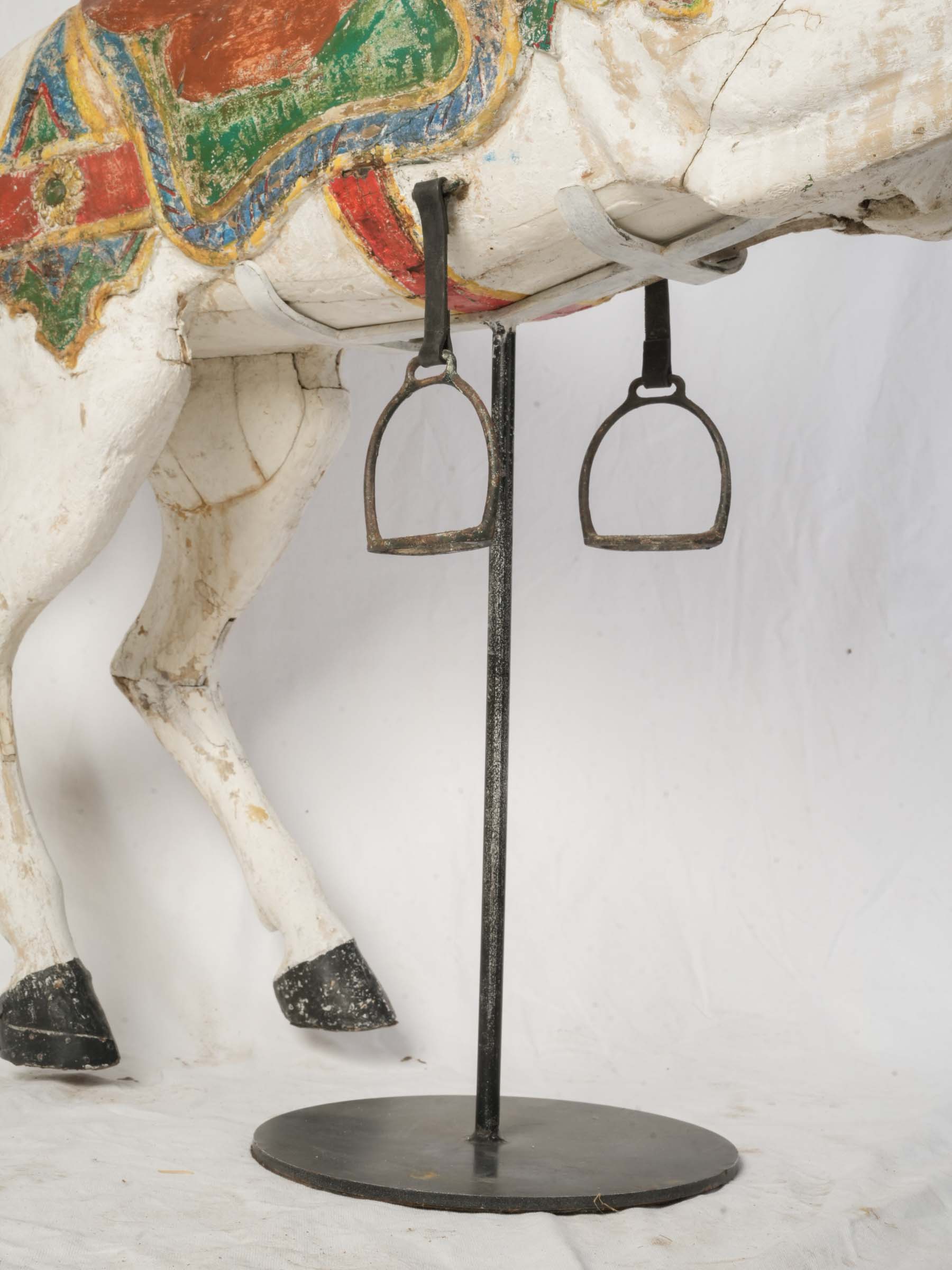 Striking Carved and Painted Bayol Carousel Horse c. 1900 - 55" x 56¼"