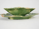 Cabbage leaf & asparagus majolica sauce boat 11¾"