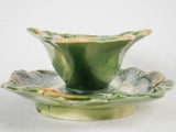 Cabbage leaf & asparagus majolica sauce boat 11¾"