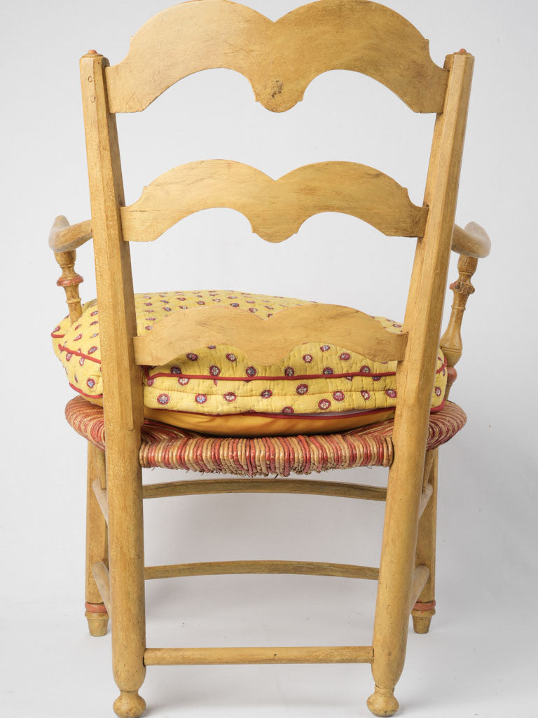 Traditional quilted fabric upholstered armchair