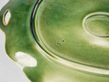 Cabbage leaf & asparagus majolica sauce boat 11¾"