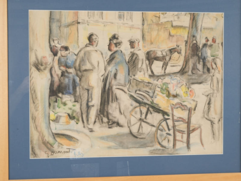 Classic French market scene artwork