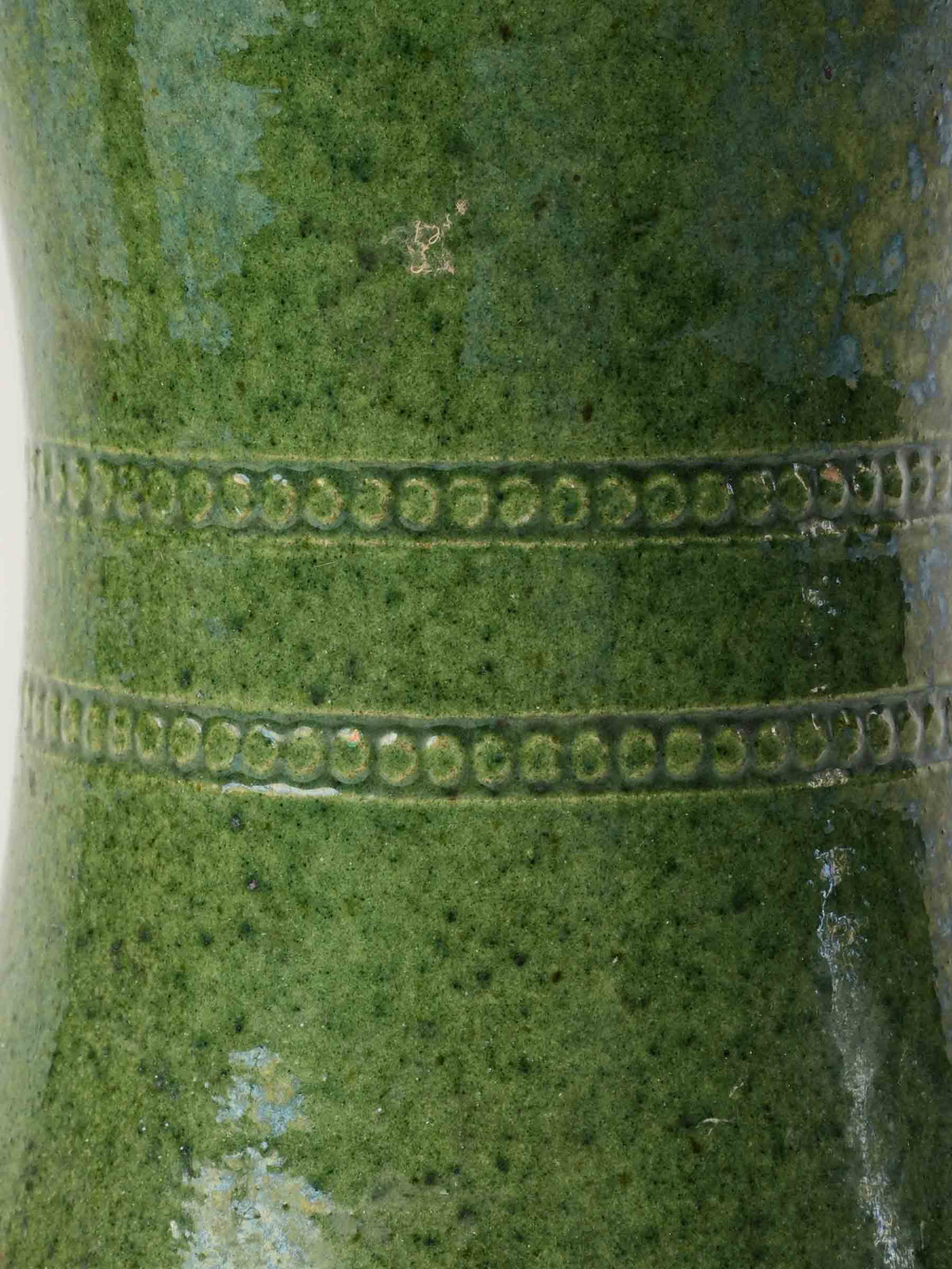 Small Vintage Castelnaudary Green-Glazed Ceramic Vase w/ Wavy Rim - 7½"