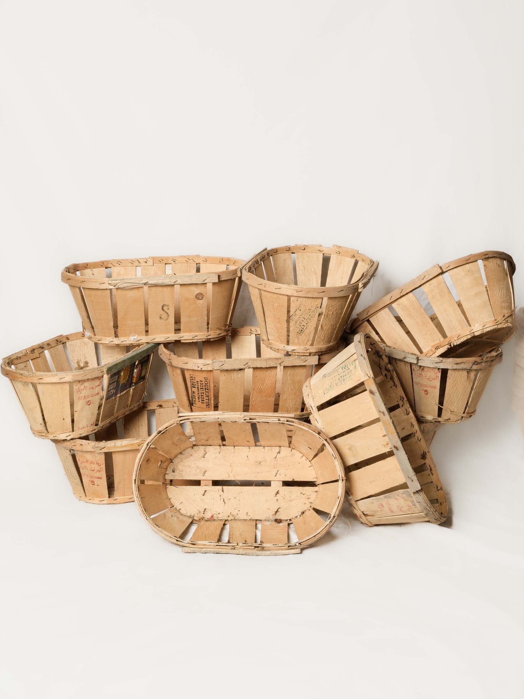 Set of 10 Vintage Oyster Baskets (Bourriches) - 8" x 19¾"