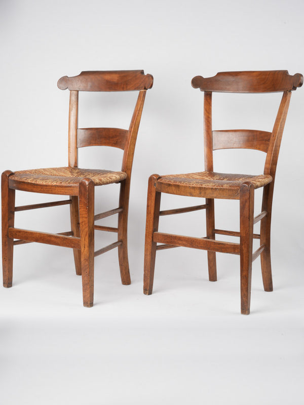 Vintage French straw-seated chair set