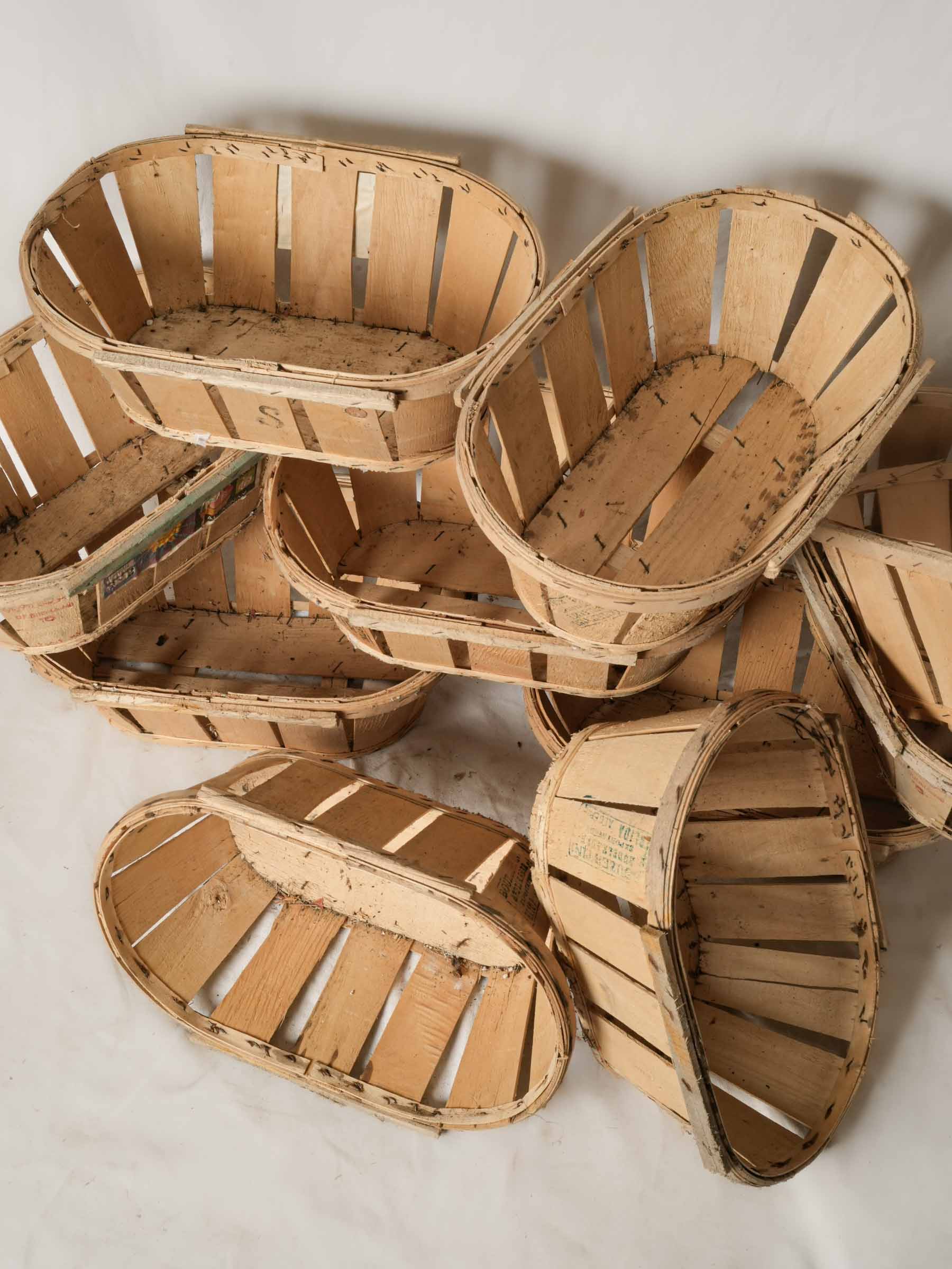 Set of 10 Vintage Oyster Baskets (Bourriches) - 8" x 19¾"