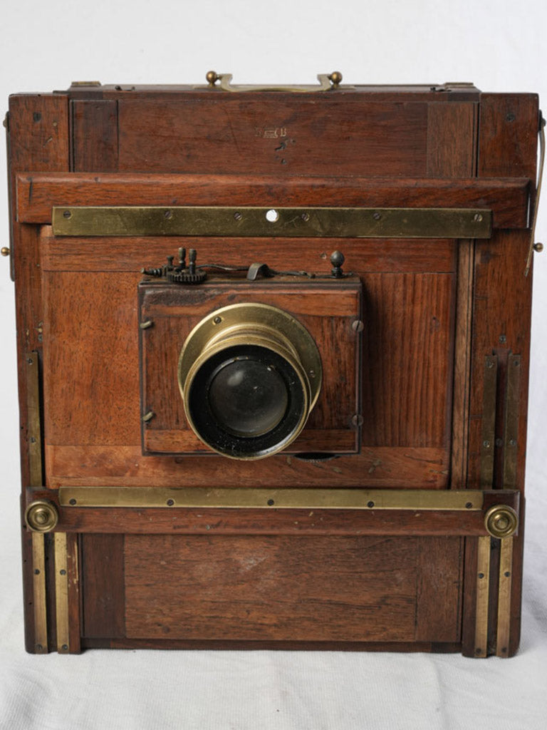 Historical wood-and-brass camera