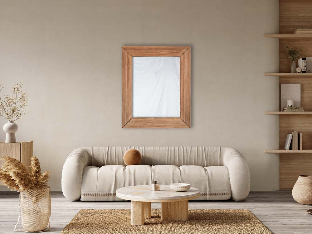 1940s Vintage Mahogany Mirror w/ Reeded Wooden Frame 39¾