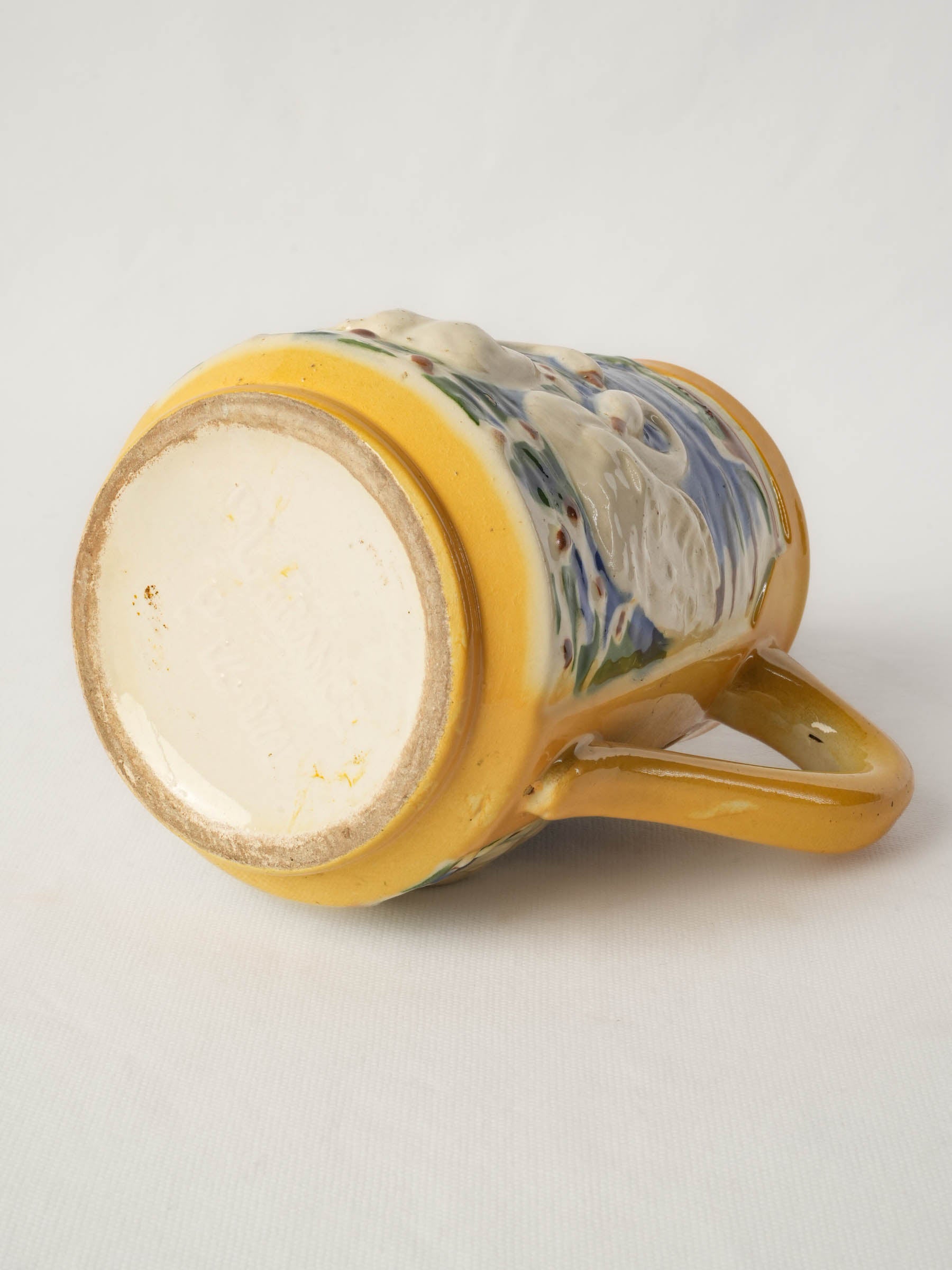 Mid-20th Century French Majolica Pitcher w/ Swan Decoration - 7"