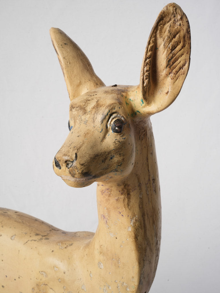 Rustic postwar concrete statue doe  