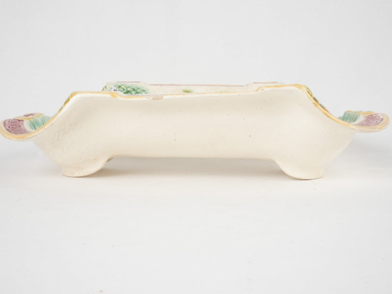 Late 19th century asparagus cradle - Salins majolica 14¼"