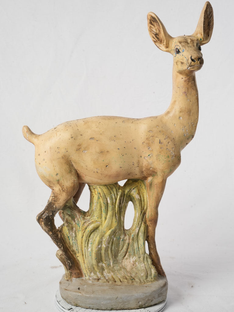 Timeworn hand-painted doe figure  