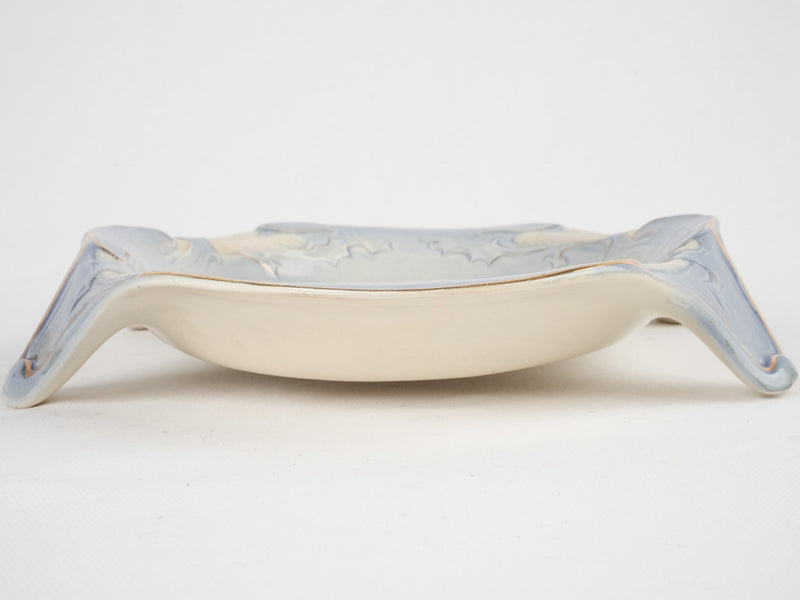 Vintage blue white & gold asparagus platter 14½"